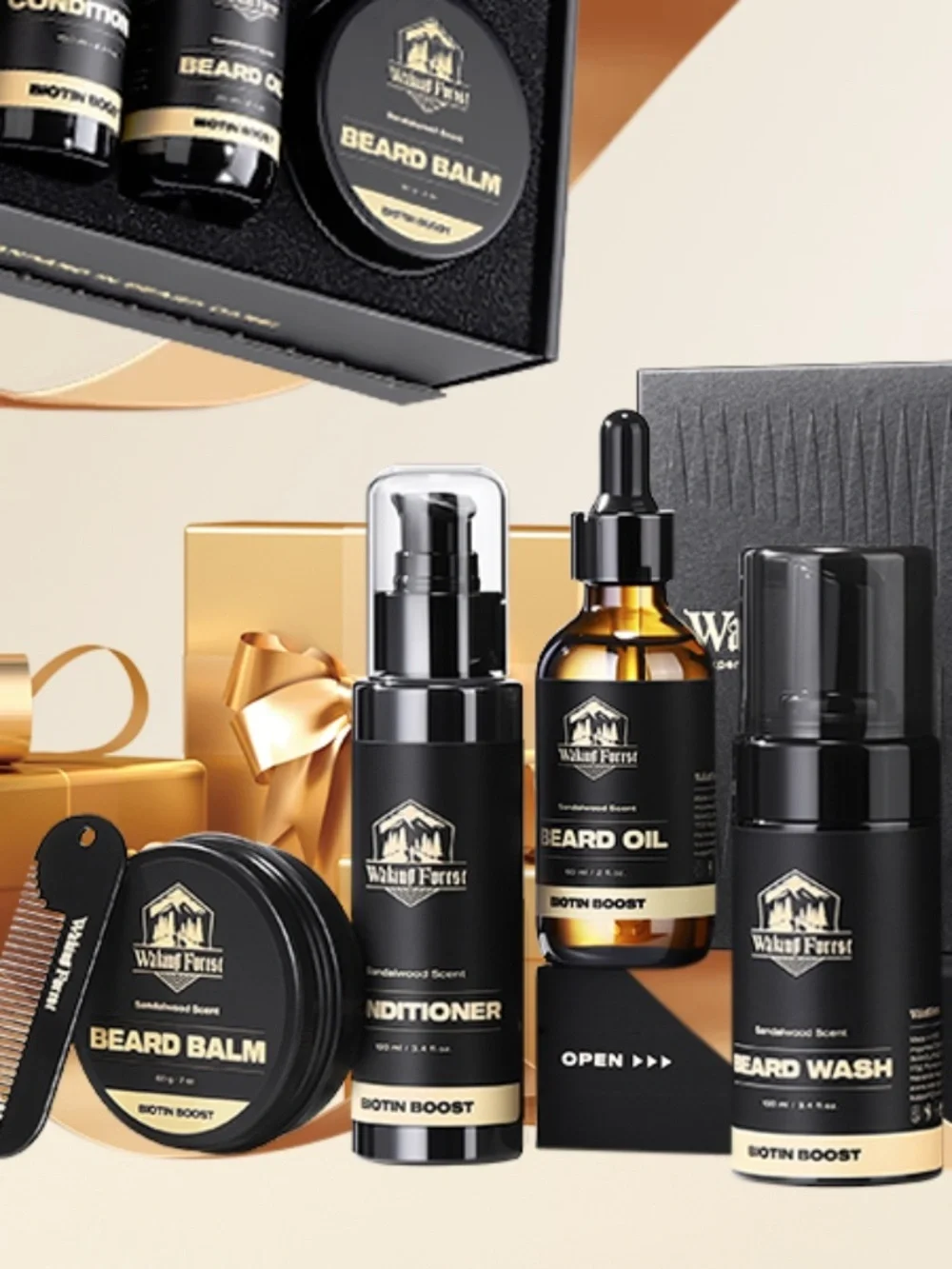 BRAND NEW Sealed* Waking Forest Beard Care Kit Biotin
